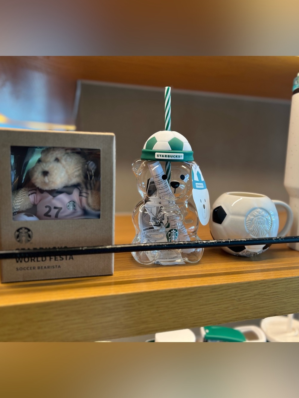 NWT 2026 Starbucks Soccer Bearista, Mug and Key Chain Set